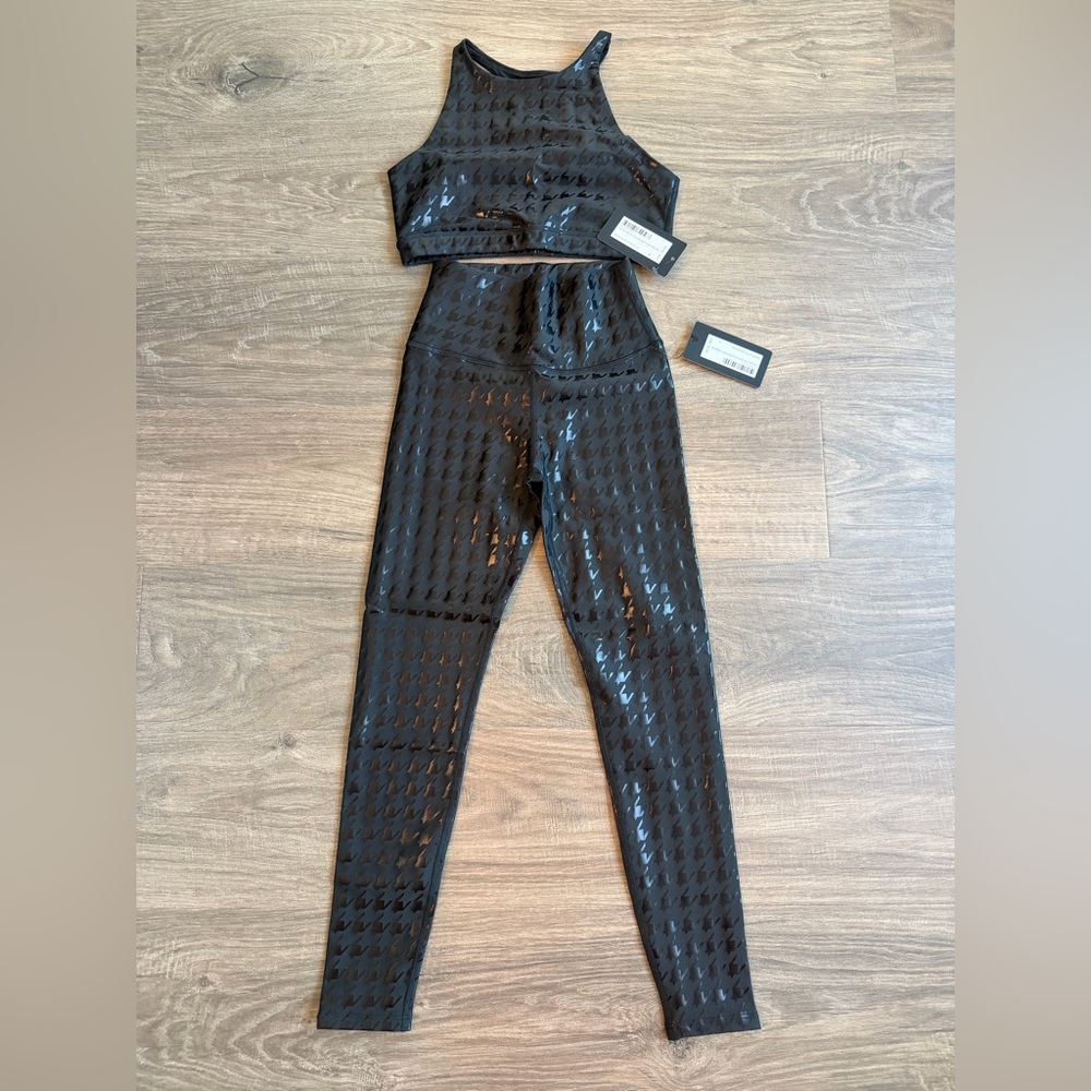 Peloton Black Houndstooth Women's Bra and Leggings Set